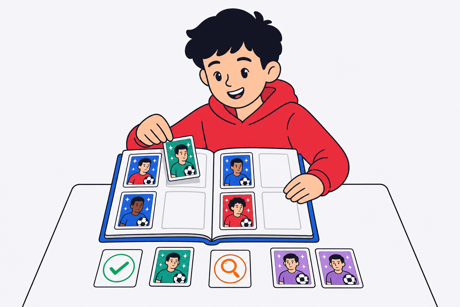 Person organising a sticker album